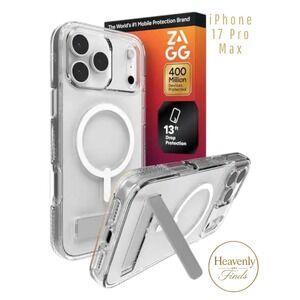 ZAGG iPhone‎ 17 Pro Max Case Clear MagSafe Kickstand 13ft Drop Protection New